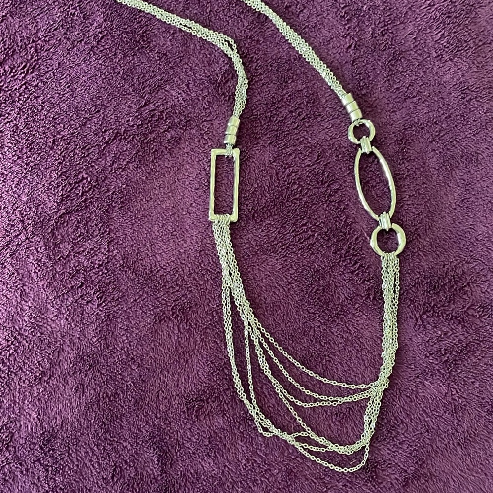 Chicos Asymmetrical Silver detail long length chain
